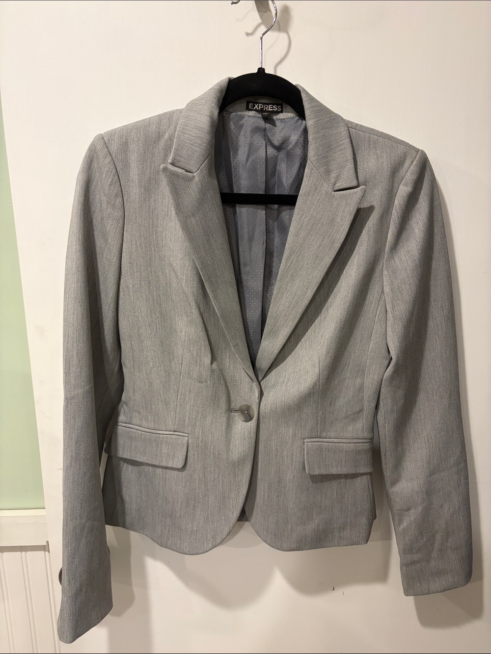 Express Women's Gray Single-Button Blazer